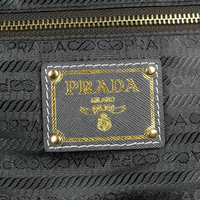 2014 Prada canvas shoulder handbag BR4664 coffee - Click Image to Close